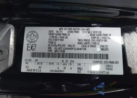 2015 Lincoln Mkc z USA, uszkodzony, nr VIN 5LMTJ2AH0FUJ04735